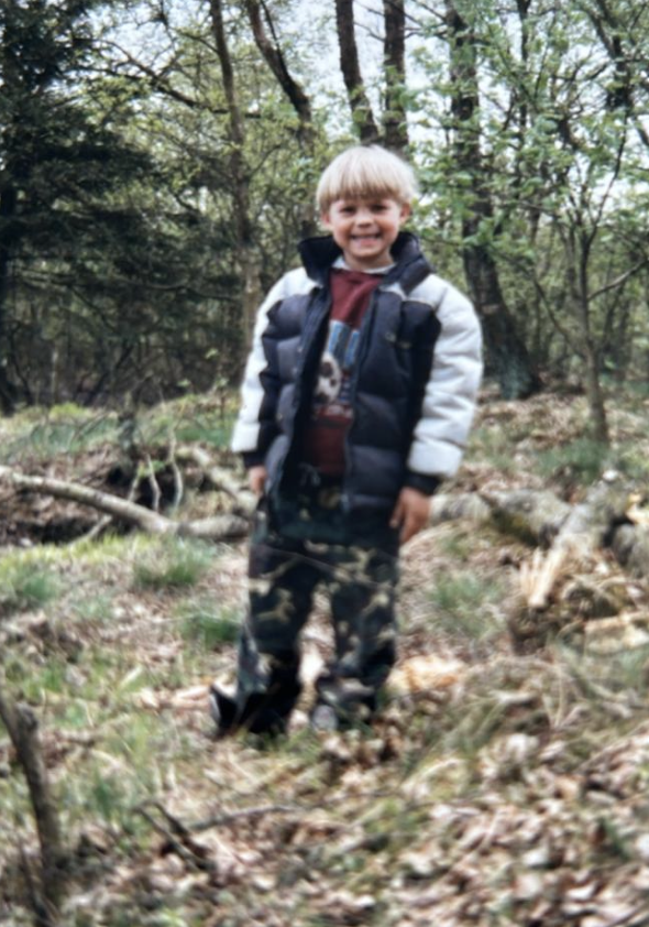 Frederik Frifeldt as a young boy in the Danish countryside